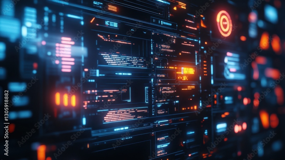 Digital file icons in a well-organized computer directory, glowing interface, futuristic style Digital file icons in a well-organized computer directory, glowing interface, futuristic style