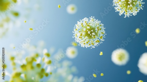 3D Illustration of Pollen Grains from Various Plants, Representing Hay Fever and Allergic Rhinitis