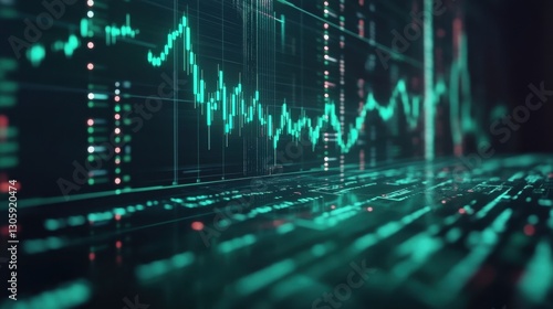 Digital stock market screen displaying a sharp green upward arrow on a financial growth chart