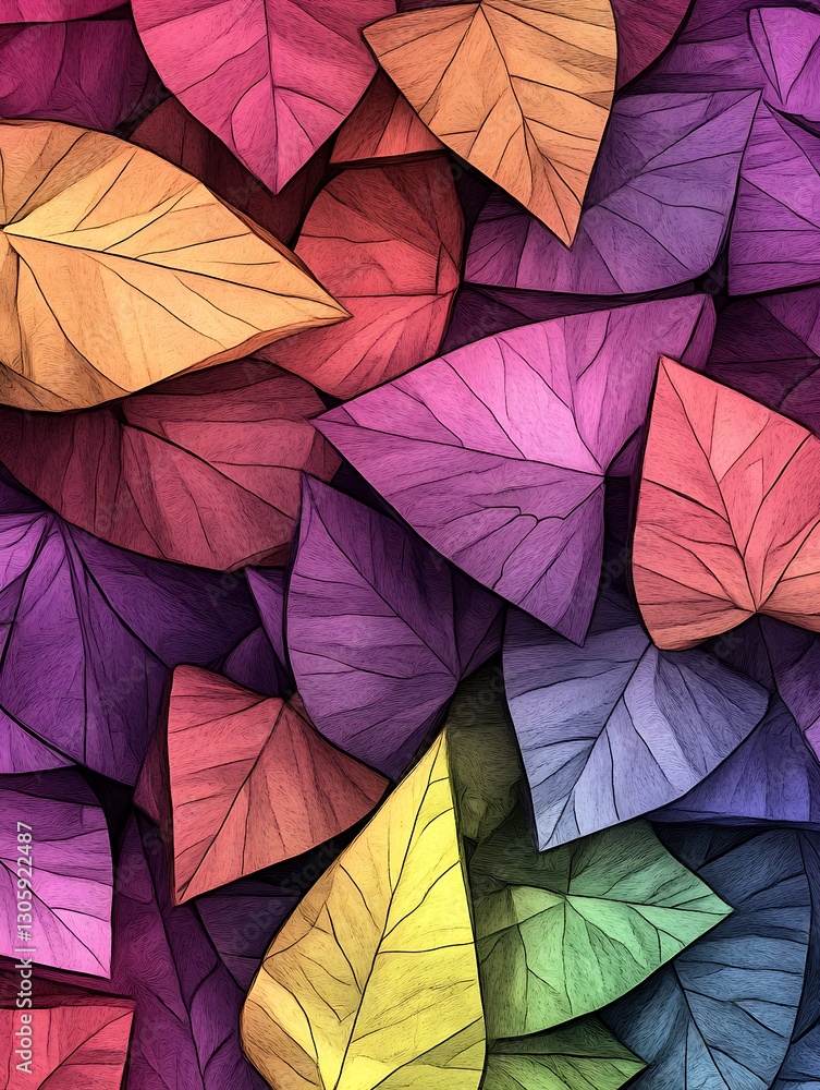 Naklejka premium Colorful Leaves Background with an Artistic and Geometric Feel Design