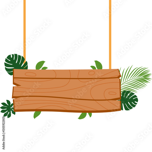 Signboard with Leaves Illustration