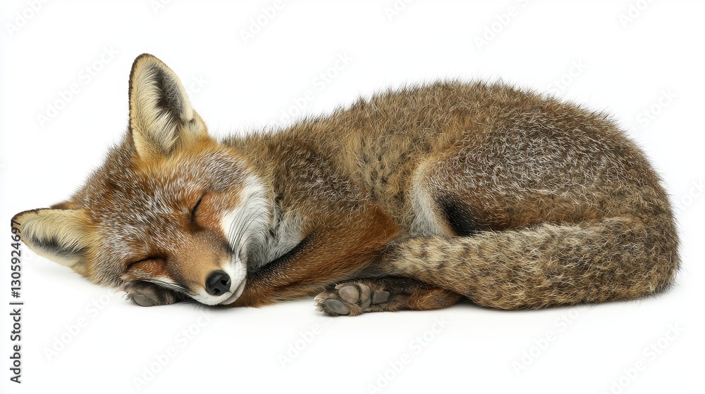 Sleeping Fox on White Background Sleeping Fox on White Background