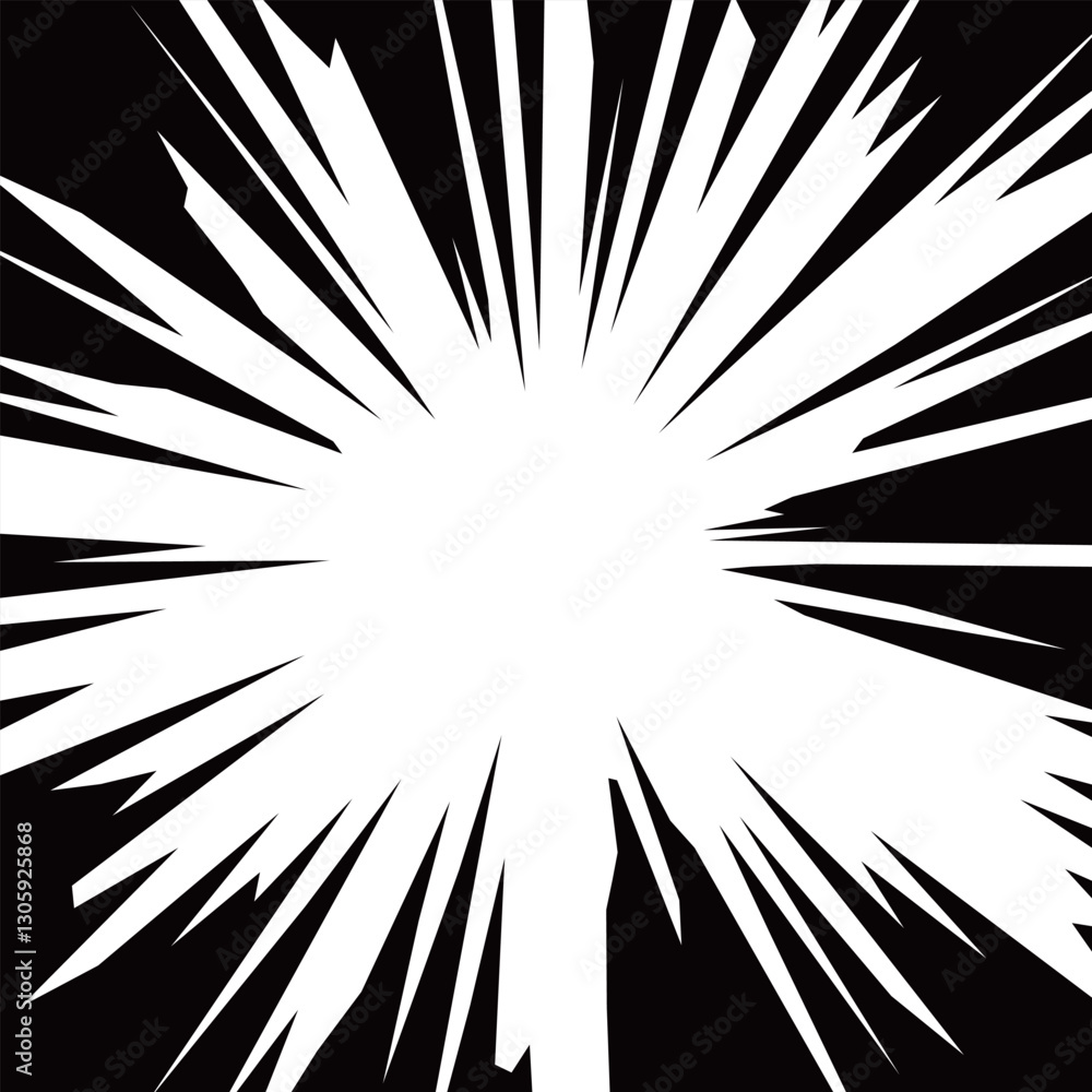 Obraz premium Black and white comic radiation background digital vector illustration
