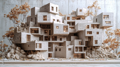 Fototapeta Naklejka Na Ścianę i Meble -  Brutalist city model