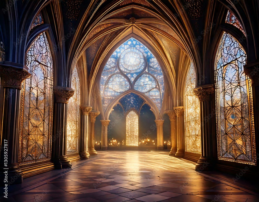 Fototapeta premium Illuminated Glass Archway of Elegance