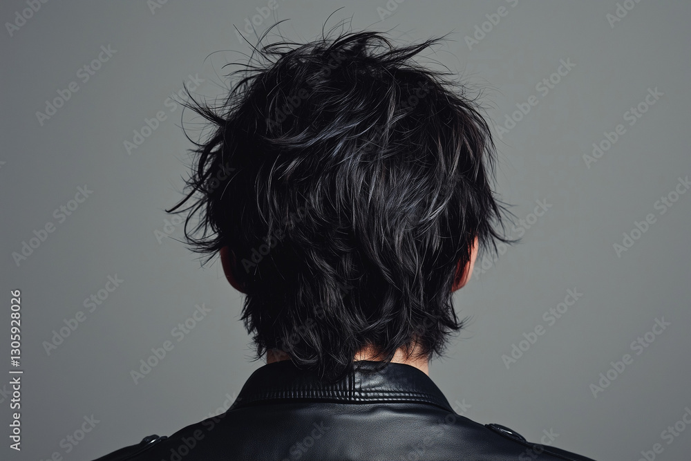 Men with healthy messy hair back view. Best for photography model shampoo product