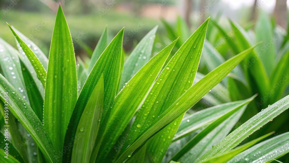 Obraz premium Green Leaves: Pandan or Screwpine Close-Up