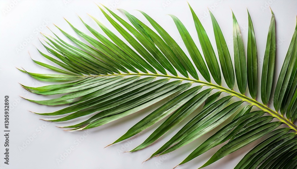 Obraz premium vibrant palm tree leaf isolated on a background showcasing natural beauty and tropical charm palm tree leaf isolated background