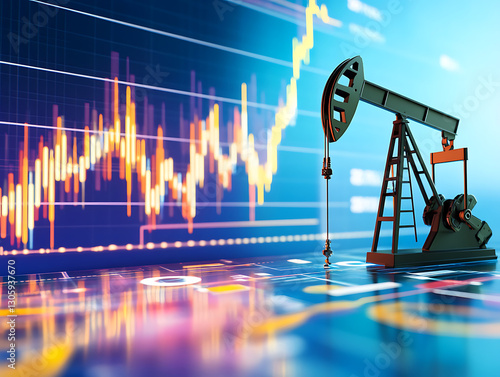 Oil extraction process oil industry digital graphs business environment close-up view economic trends