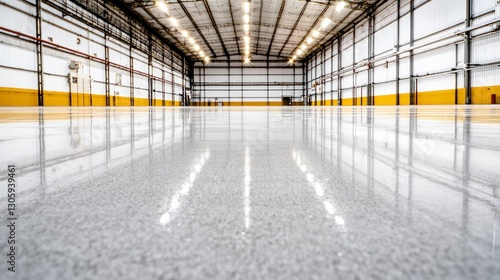 Polished Epoxy Resin Floor in Modern Industrial Warehouse