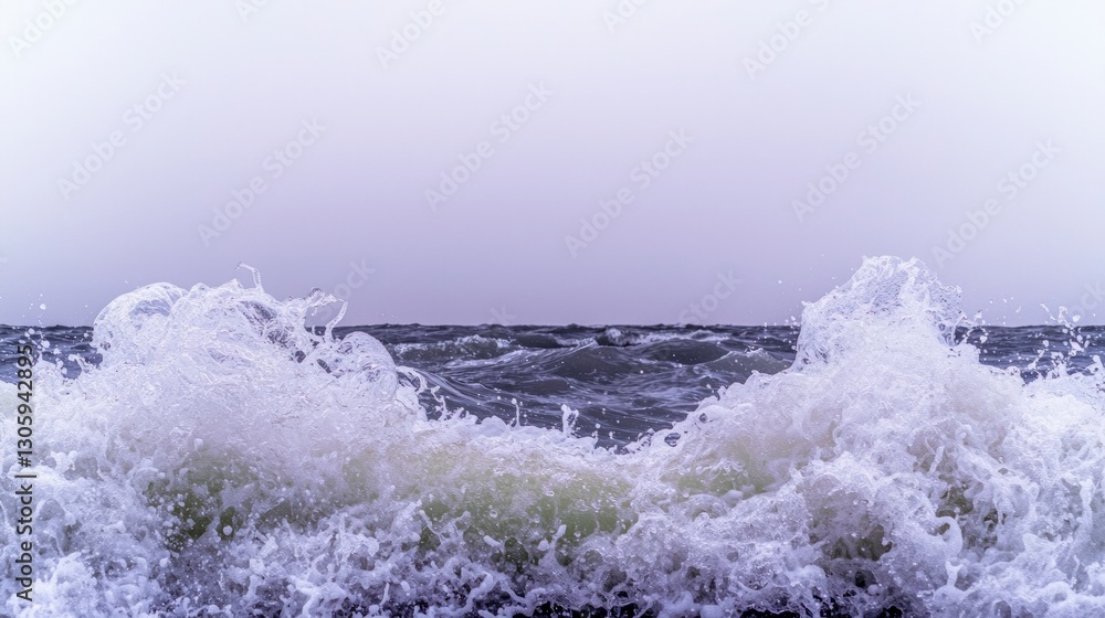 Fototapeta premium Dramatic Ocean Waves Crashing Frothy Sea Whitecaps Water Texture