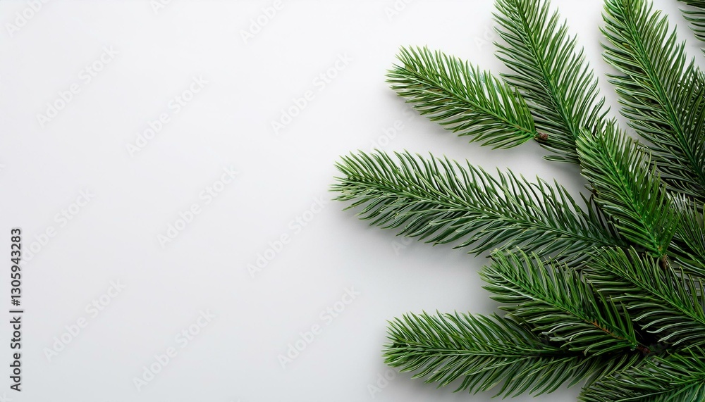 Green spruce branch isolated on white background seen from above Copy space image Place for adding text or design Green spruce branch isolated on white background seen from above Copy space image Place for adding text or design