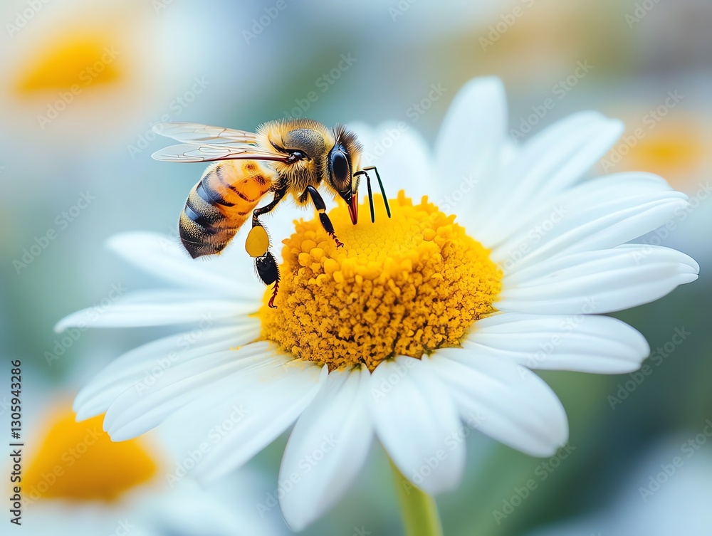Dynamic shot of a buzzing bee approaching a fully bloomed daisy, vibrant yellow center, crisp details, shallow depth of field, warm summer tones, cinematic natural light Dynamic shot of a buzzing bee approaching a fully bloomed daisy, vibrant yellow center, crisp details, shallow depth of field, warm summer tones, cinematic natural light