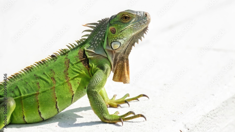 Obraz premium Drone Photography: Green Iguana Sunrise - Aerial View, Reptile, Lizard, Wildlife, Nature