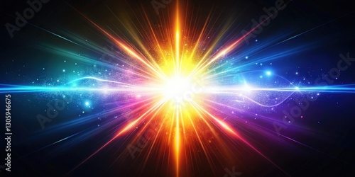 Bright and vibrant glowing energy beam effect overlay on a dark background ,  energy, beam, glowing, vibrant, bright, effect