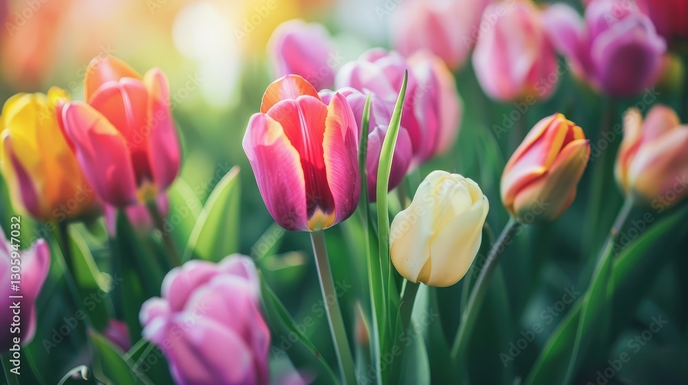 Vibrant Rows of Tulips Celebrating Spring and Women's Day Vibrant Rows of Tulips Celebrating Spring and Women's Day