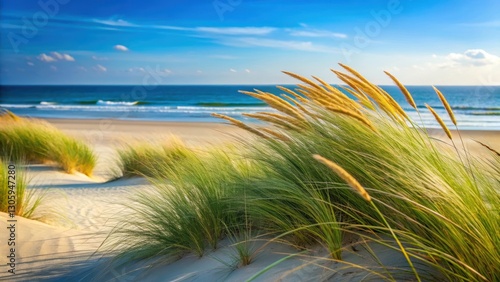 Wallpaper Mural Beach grass swaying gently in the breeze on a sandy shore, beach, grass, sand, blowing, wind, nature, tranquil, coastal Torontodigital.ca