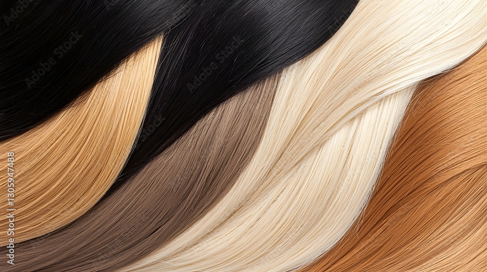 Fototapeta premium close up photograph showcasing the texture and appearance of chemically damaged hair with uneven dye absorption and faded uneven colors