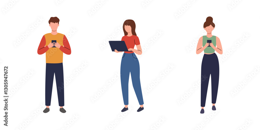 Diverse People Using Technology - Smartphone and Laptop Diverse People Using Technology - Smartphone and Laptop