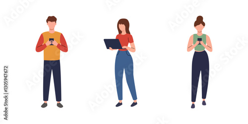 Diverse People Using Technology - Smartphone and Laptop