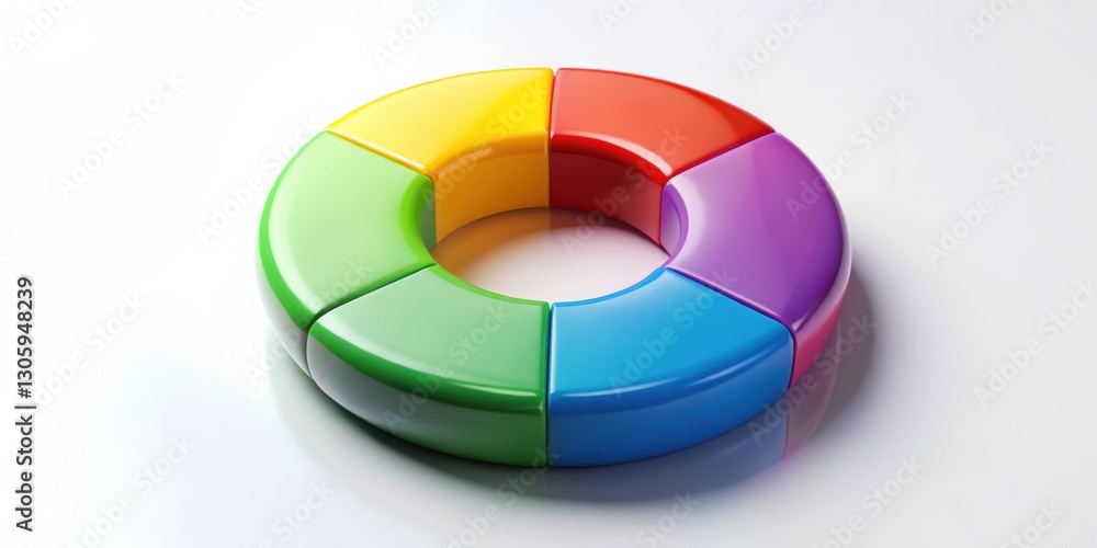 Fototapeta premium Colorful donut chart with six sections, perfect for business presentations or data analysis