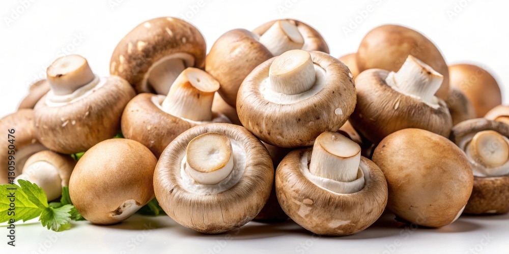 Close-up of fresh champignon mushrooms on white background , champignon, mushrooms, fresh, white background, close-up Close-up of fresh champignon mushrooms on white background , champignon, mushrooms, fresh, white background, close-up