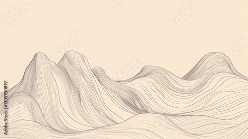 Explore serene mountain peaks abstract minimalist line art scene tranquil environment artistic perspective nature's majesty