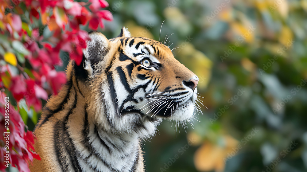 Obraz premium 虎の横顔と緑の背景