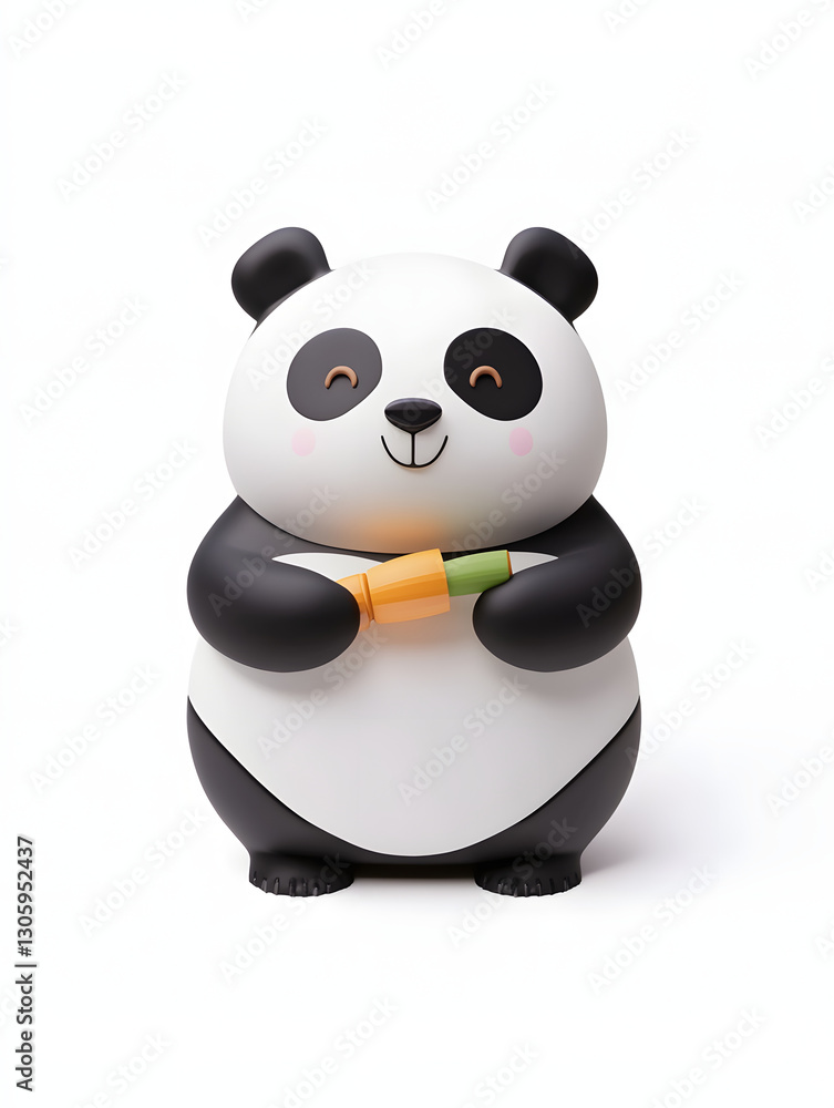 Naklejka premium 3D render of panda with bamboo , on white background.