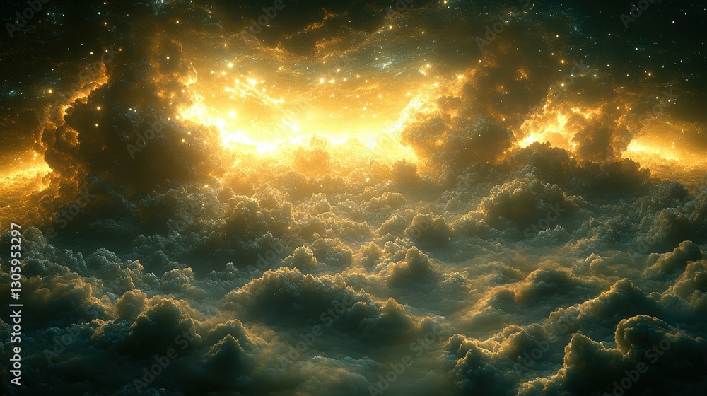 Golden Celestial Cloudscape Above the Heavens Golden Celestial Cloudscape Above the Heavens