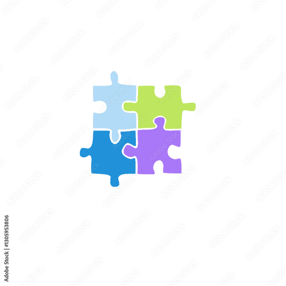 Four piece puzzle diagram, jigsaw chart blank template on white background. Abstract infographics design for business presentation or website.Hand drawn vector Four piece puzzle diagram, jigsaw chart blank template on white background. Abstract infographics design for business presentation or website.Hand drawn vector