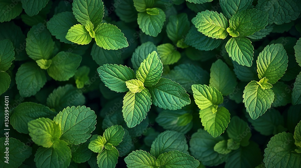 A top down view reveals many green leafy plants A top down view reveals many green leafy plants