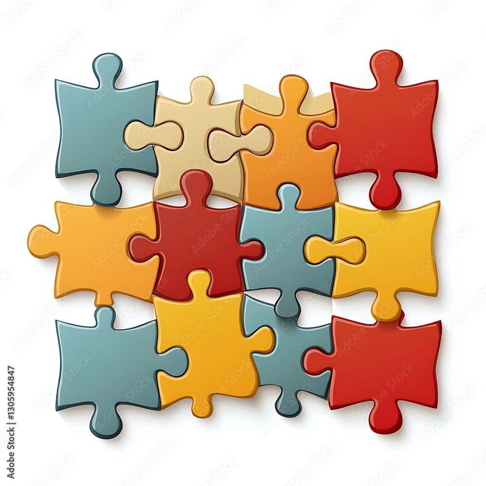 Colorful puzzle pieces assembled Colorful puzzle pieces assembled
