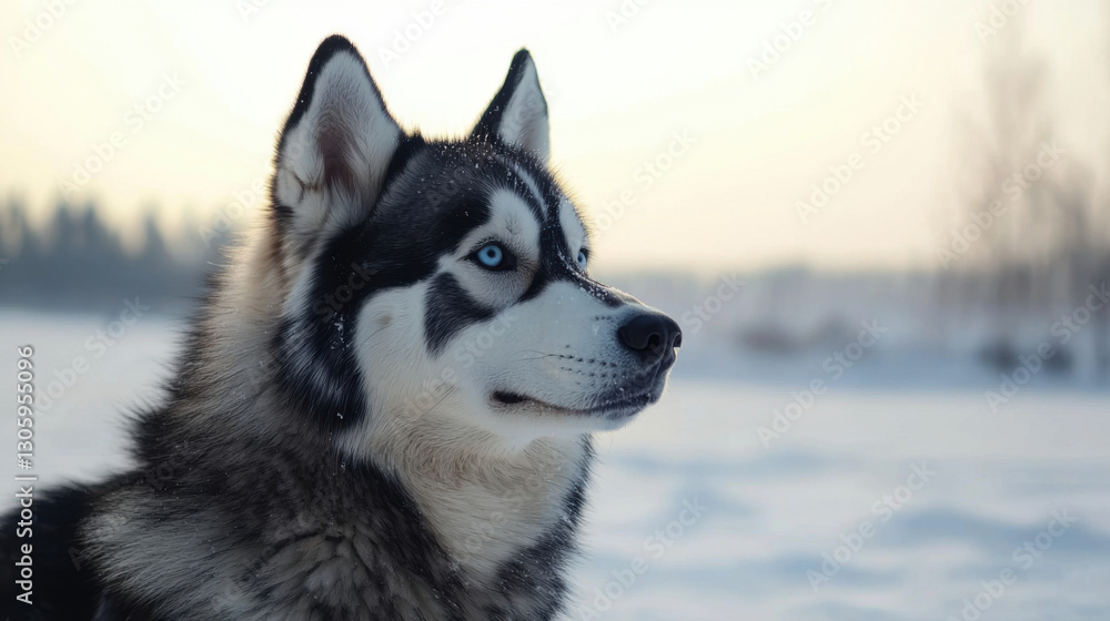 Majestic siberian husky in snowy landscape winter wonderland animal photography frozen nature close-up canine beauty Majestic siberian husky in snowy landscape winter wonderland animal photography frozen nature close-up canine beauty