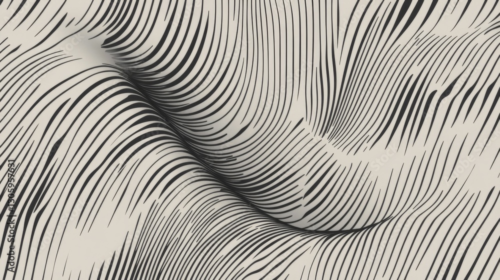 Creating minimalist line art of bold parallel curved lines in abstract style for modern interiors Creating minimalist line art of bold parallel curved lines in abstract style for modern interiors