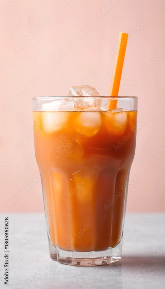 close up iced tea with straw close up iced tea with straw