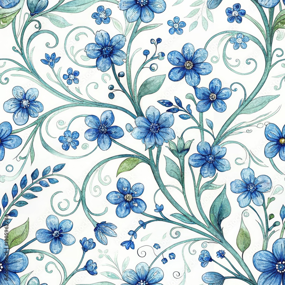 Seamless Floral Pattern Design Nature-Inspired Digital Art Vibrant Colors Aesthetic Appeal Seamless Floral Pattern Design Nature-Inspired Digital Art Vibrant Colors Aesthetic Appeal