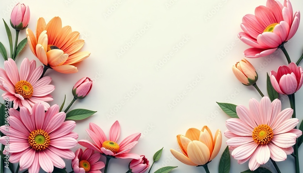 Intricate daisy and tulip design in pastel hues, seamless, decorative Intricate daisy and tulip design in pastel hues, seamless, decorative
