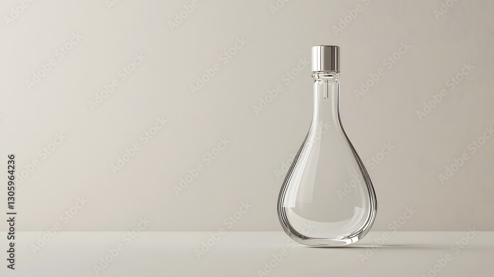 Elegant and Minimalist Teardrop Shaped Glass Bottle with a Sleek Silver Screw Cap Floating on a Light Gradient Background Perfect for Showcasing Luxury Cosmetic Fragrance or Beverage Products Elegant and Minimalist Teardrop Shaped Glass Bottle with a Sleek Silver Screw Cap Floating on a Light Gradient Background Perfect for Showcasing Luxury Cosmetic Fragrance or Beverage Products