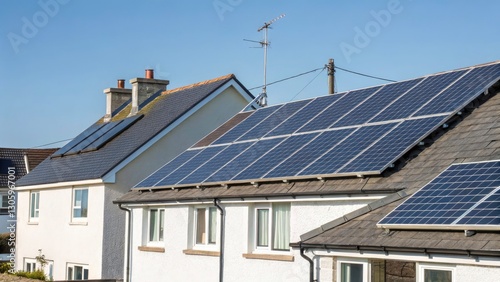 Silhouette Solar Panels Rooftop Buckie Moray Scotland UK - Renewable Energy Sunset