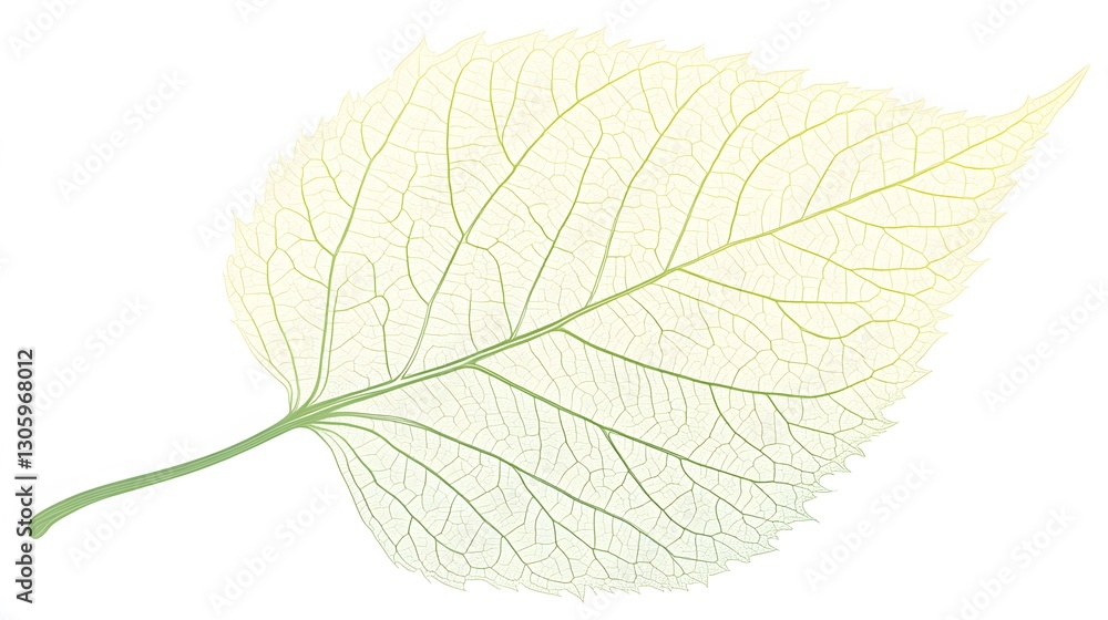 Obraz premium Delicate Green Leaf Vein Structure Botanical Illustration
