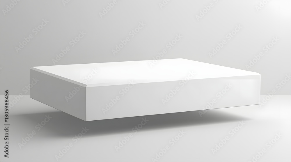 Matte white rectangular box with sharp edges floating elegantly on a light gray background The simple minimalist design creates a clean and modern composition perfect for product mockups Matte white rectangular box with sharp edges floating elegantly on a light gray background The simple minimalist design creates a clean and modern composition perfect for product mockups