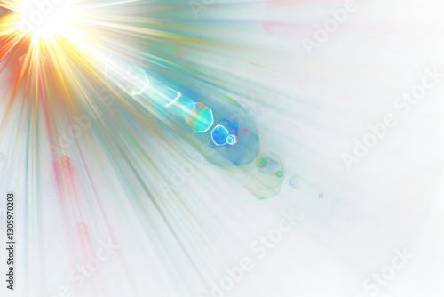 Radiant sun with lens flare png light overlay effect, transparent background photo