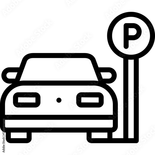 parking icon illustration design with outline