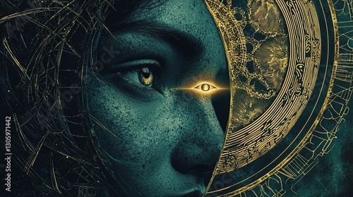 Mystical Woman, Cosmic Design, Profile View