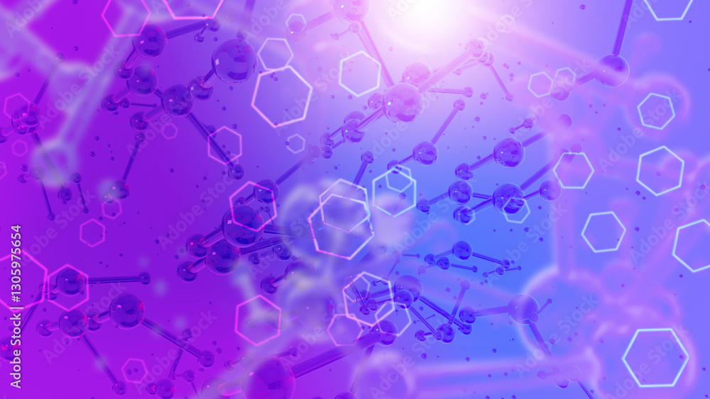Obraz premium 3D rendering molecules. Atoms background. Medical background for banner or flyer. Molecular structure at the atomic level. biotechnology, scientific innovation.