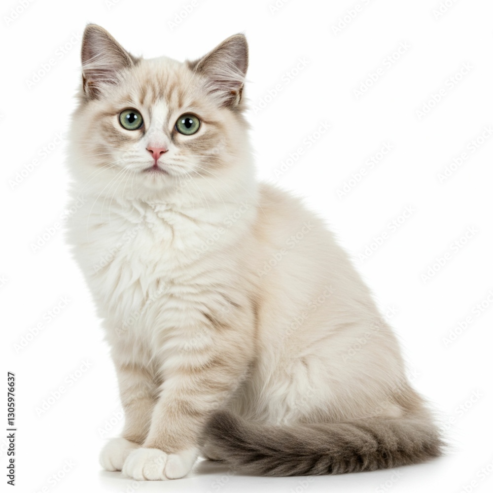 Studio Portrait of a Cute Ragdoll Kitten in a Relaxed Pose Studio Portrait of a Cute Ragdoll Kitten in a Relaxed Pose