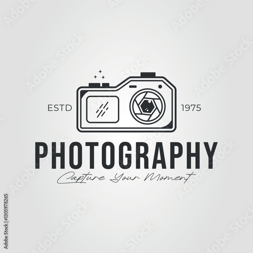 Digital camera for photography logo. Studio photograph icon vector illustration design