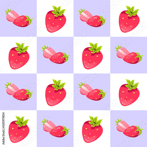 Seamless pattern of strawberry with rectangle