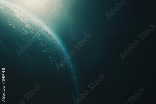 Earth seen from space, sunrise, outer space, dramatic view photo